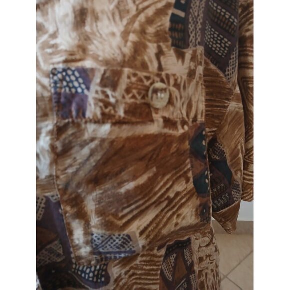 Options Melarose Womens Blouse Shirt Button Up Collared 100% Silk Short Sleeve - Picture 8 of 15